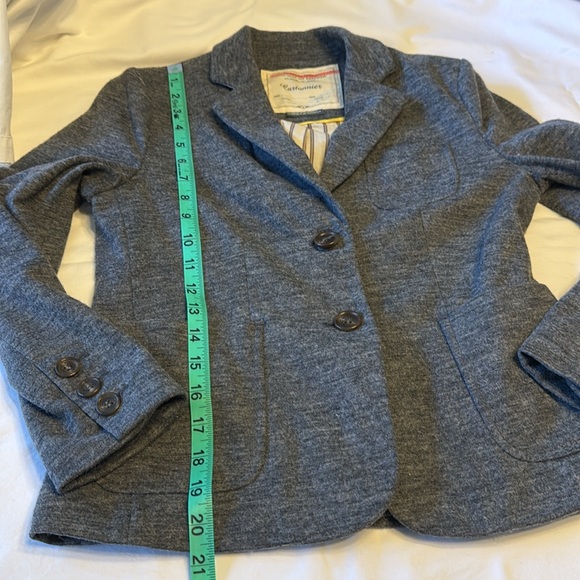 Anthropologie Cartonnier heather gray wool cropped blazer lined jacket size 0 - Picture 10 of 13